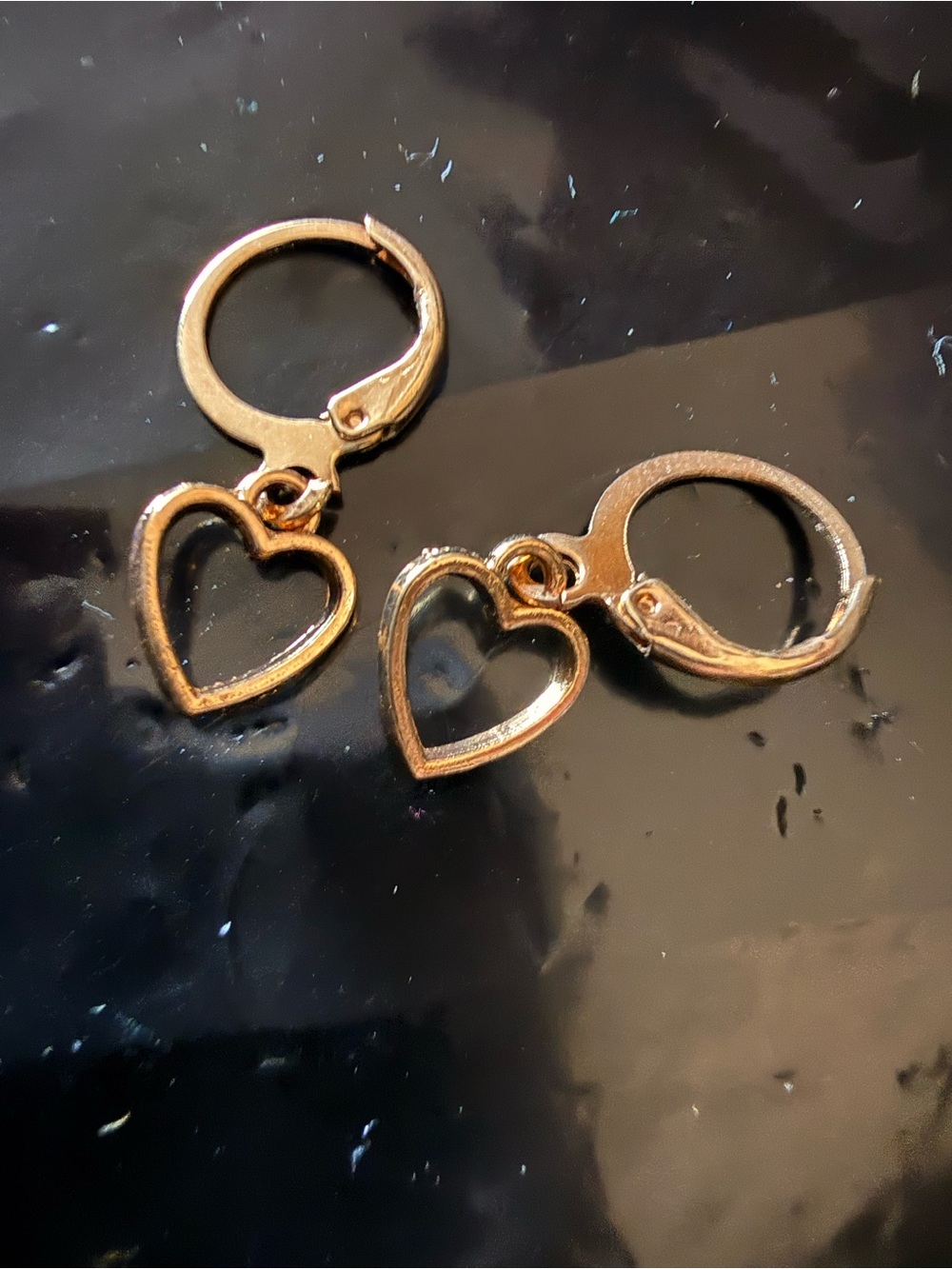 Gold Heart Dangle Hoop Earrings - Classic Women's Jewelry